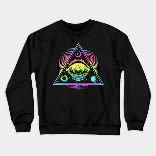 All Seeing Eye Illuminati Crewneck Sweatshirt by OccultOmaStore